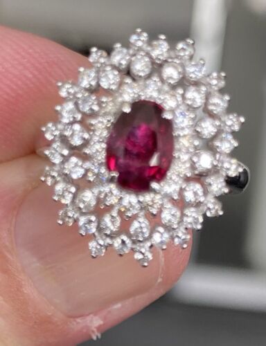 A Magnificent Unheated No Heat 1.23ct Burma Ruby & Diamond Ring GIA