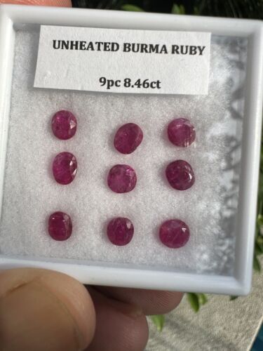 Closeout Unheated No Heat 9pc 8.46ct Burma Ruby Parcel