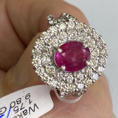 Beautiful Unheated 2.79ct Burma Ruby & Diamond Ring Lotus Certificate