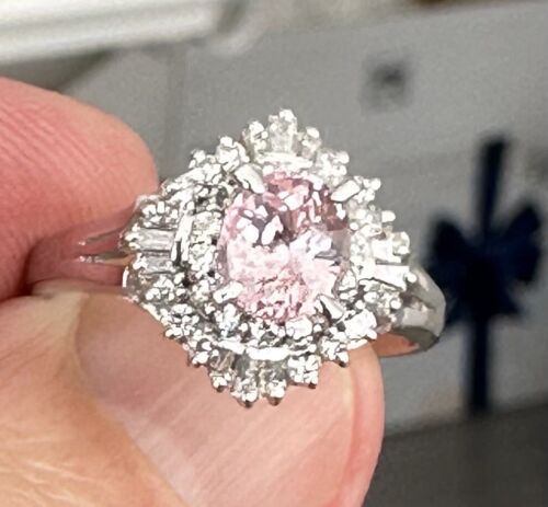 Exquisite Unheated No Heat 1.05ct Padparadscha Sapphire Platinum Ring