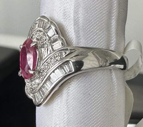 Exquisite 1.33ct Thai Ruby & Diamond Platinum Ring