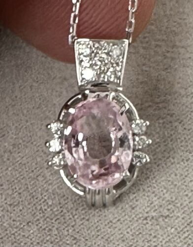 Pretty 3.06ct Unheated Sri Lanka Pink Sapphire Platinum Pendant