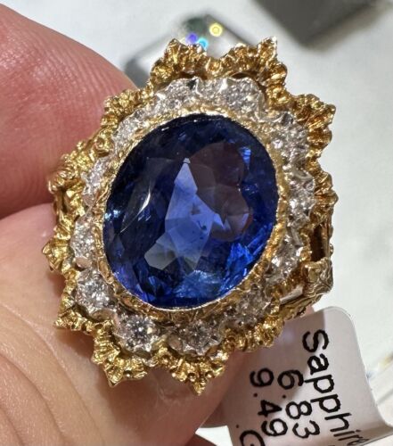 Magnificent Unheated No Heat 6.83ct Blue Sapphire Ring GIA Cert