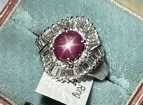 An Exquisite 3.92ct Burma  Star Ruby & Diamond Platinum Ring