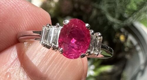 A Superb Unheated No Heat 1.73ct Burma Ruby & Diamond Ring GRS Cert