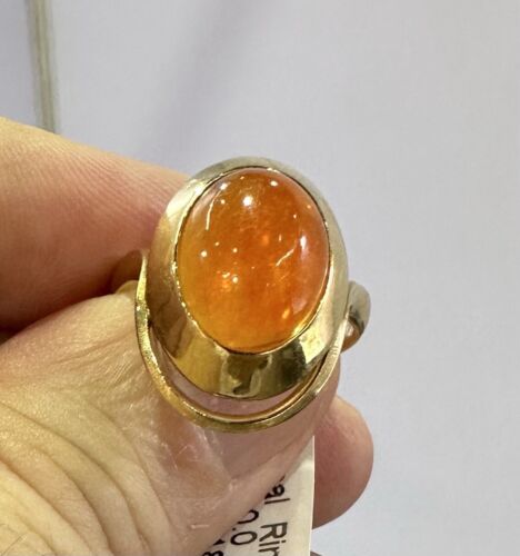 Delightful 4.57ct Mexican Fire Opal & Diamond 18k Ring