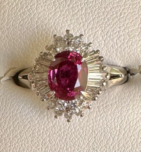 An Exquisite Unheated No Heat 1.11ct Thai Ruby & Diamond Platinum Ring