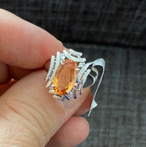 Magnificent Estate 3.03ct Brazilian Imperial Topaz Platinum & Dia Ring