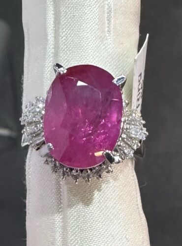 An Immense 9.71ct Burma Ruby & Diamond Ring AIGS