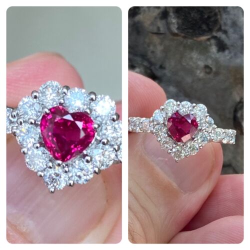 A Magnificent Unheated No Heat 1.02ct Burma Ruby & Diamond Ring GIA