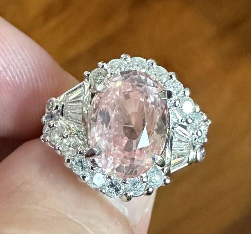 A Magnificent No Heat Unheated 6.04ct Padparadscha Sapphire Ring GRS