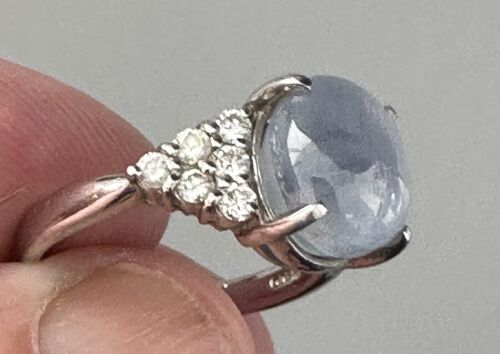 An Exquisite Sri Lanka 8.23ct Star Sapphire & Diamond Platinum Ring