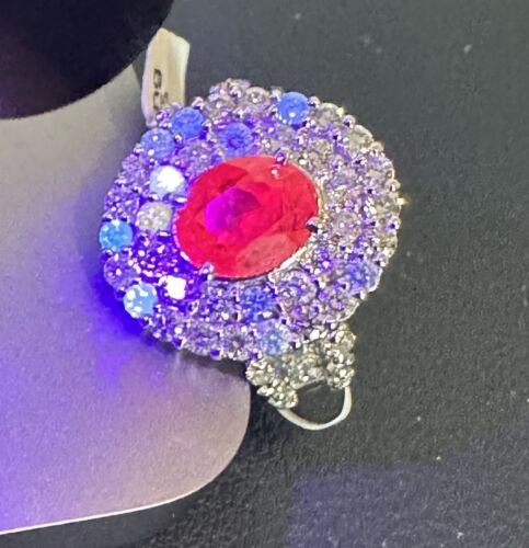 Beautiful Unheated 2.79ct Burma Ruby & Diamond Ring Lotus Certificate