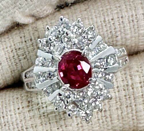 A Magnificent Unheated Burma 1.36ct Pigeon’s Blood Ruby & Dia Ring GRS