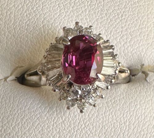 An Exquisite Unheated No Heat 1.11ct Thai Ruby & Diamond Platinum Ring