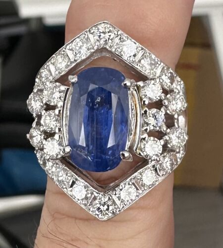 Magnificent Unheated Burma 7.28ct Cornflower Blue Sapphire Ring Lotus