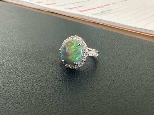 Magnificent 3.65ct Australian Black Opal & Diamond Platinum Ring