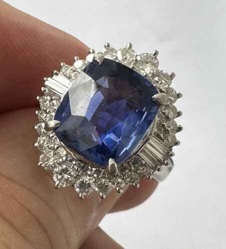 Magnificent Unheated No Heat 6.00ct Blue Sapphire Ring AIGS Cert