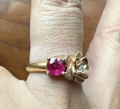 Beautiful Unheated No Heat Burma Ruby & Diamond Ring & Cert