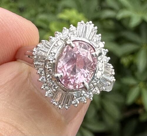 Sensational Unheated 3.18ct Padparadscha Sapphire & Diamond Ring AIGS