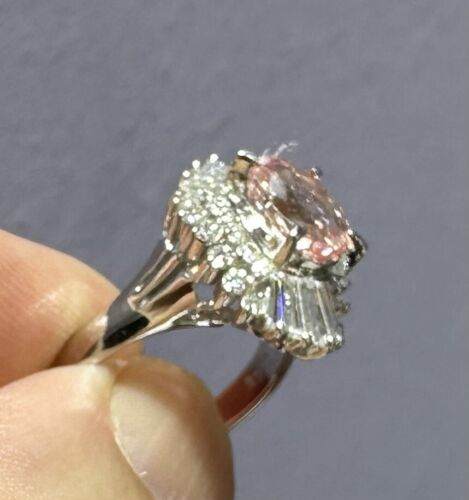 Exquisite Unheated No Heat 1.82ct Padparadscha Sapphire Platinum Ring