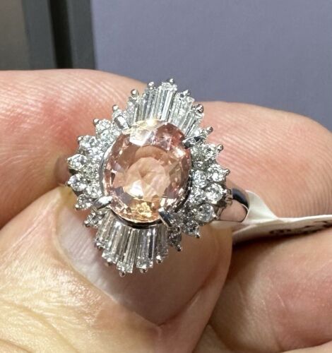 Exquisite Unheated No Heat 1.82ct Padparadscha Sapphire Platinum Ring