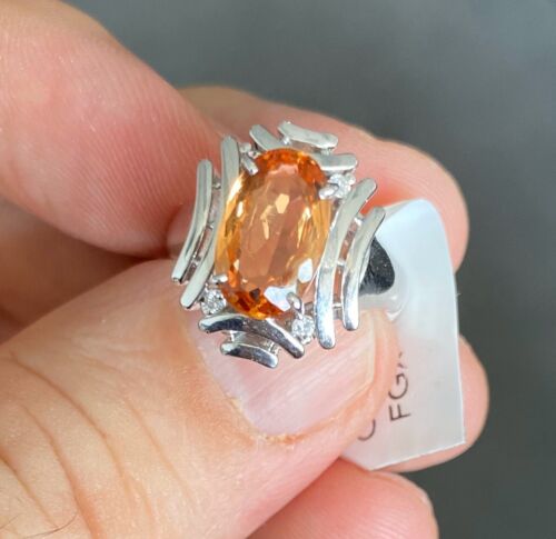 Magnificent Estate 3.03ct Brazilian Imperial Topaz Platinum & Dia Ring