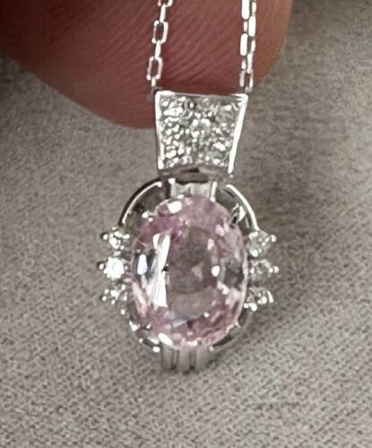 Pretty 3.06ct Unheated Sri Lanka Pink Sapphire Platinum Pendant