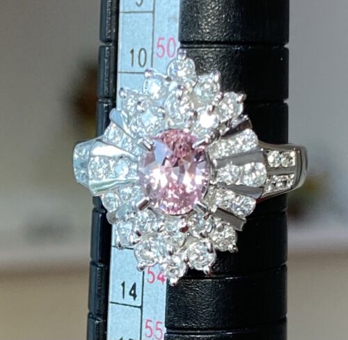 Sensational Unheated 1.05ct Padparadscha Sapphire & Diamond Ring GIA