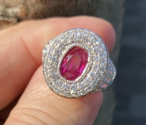 Beautiful Unheated 2.07ct Burma Ruby & Diamond Ring GIA Certificate