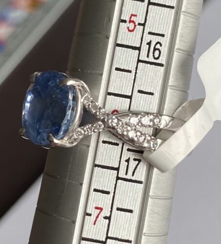 Sensational Unheated 4.35ct Blue Sapphire Platinum & Diamond Ring