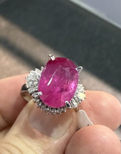 An Immense 9.71ct Burma Ruby & Diamond Ring AIGS