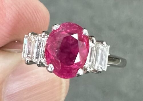 A Superb Unheated No Heat 1.73ct Burma Ruby & Diamond Ring GRS Cert