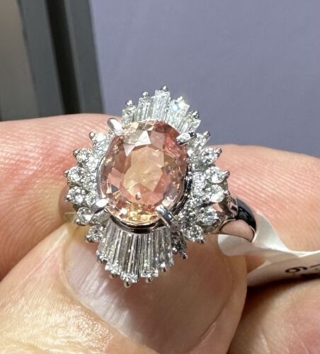 Exquisite Unheated No Heat 1.82ct Padparadscha Sapphire Platinum Ring