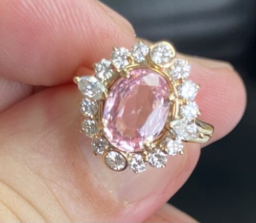 Sensational Unheated 2.19ct Padparadscha Sapphire & Diamond Ring AIGS