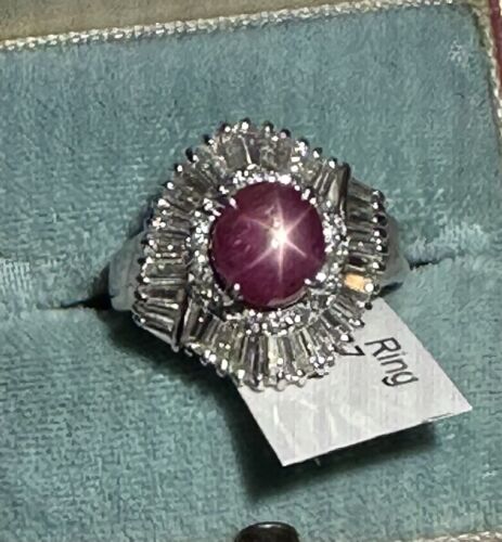 An Exquisite 3.92ct Burma  Star Ruby & Diamond Platinum Ring