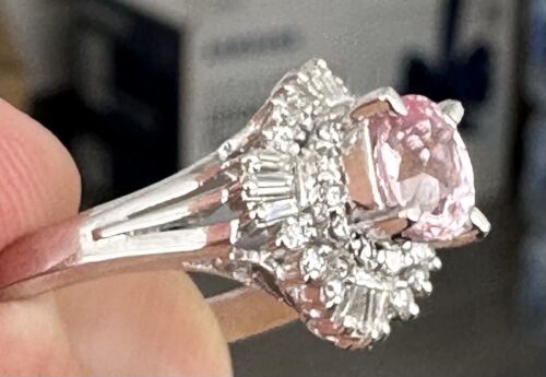 Exquisite Unheated No Heat 1.05ct Padparadscha Sapphire Platinum Ring