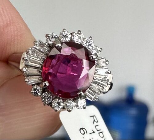 A Delightful 1.01ct Ruby & Diamond Platinum Ring AIGS Certified