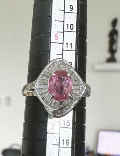 Sensational Unheated 1.29ct Padparadscha Sapphire & Diamond Ring AIGS