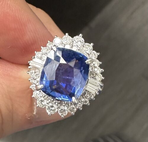 Magnificent Unheated No Heat 6.00ct Blue Sapphire Ring AIGS Cert