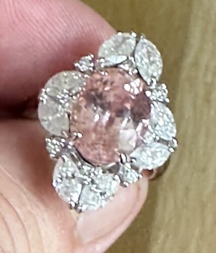 A Magnificent No Heat Unheated 5.83ct Padparadscha Sapphire & Diamond