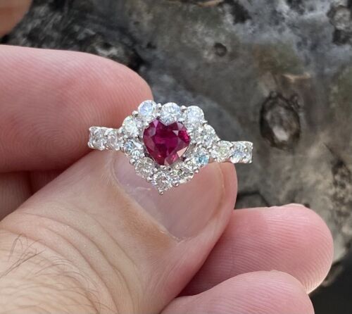 A Magnificent Unheated No Heat 1.02ct Burma Ruby & Diamond Ring GIA