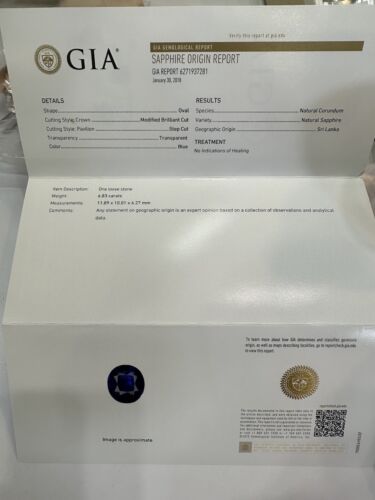 Magnificent Unheated No Heat 6.83ct Blue Sapphire Ring GIA Cert