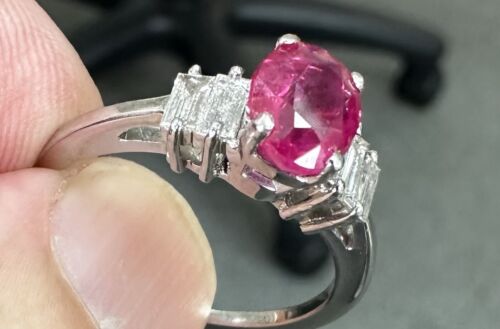 A Superb Unheated No Heat 1.73ct Burma Ruby & Diamond Ring GRS Cert