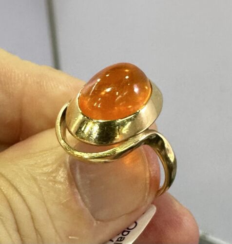 Delightful 4.57ct Mexican Fire Opal & Diamond 18k Ring