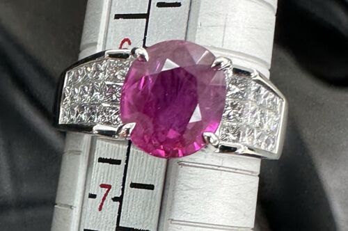 Magnificent 2.67ct Burmese Burma Ruby & Diamond Platinum Ring GIA