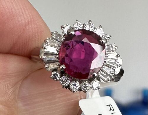 A Delightful 1.01ct Ruby & Diamond Platinum Ring AIGS Certified