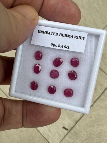 Closeout Unheated No Heat 9pc 8.46ct Burma Ruby Parcel