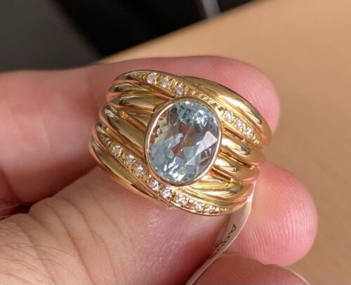 Beautiful Unisex Brazil 3.26ct Aquamarine 18k Ring