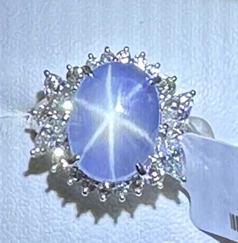 An Exquisite Burma 8.17ct Star Sapphire & Diamond Platinum Ring & Cert